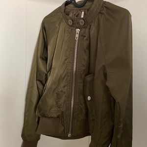 Free People Symmetric Army Green Lightweight Jacket